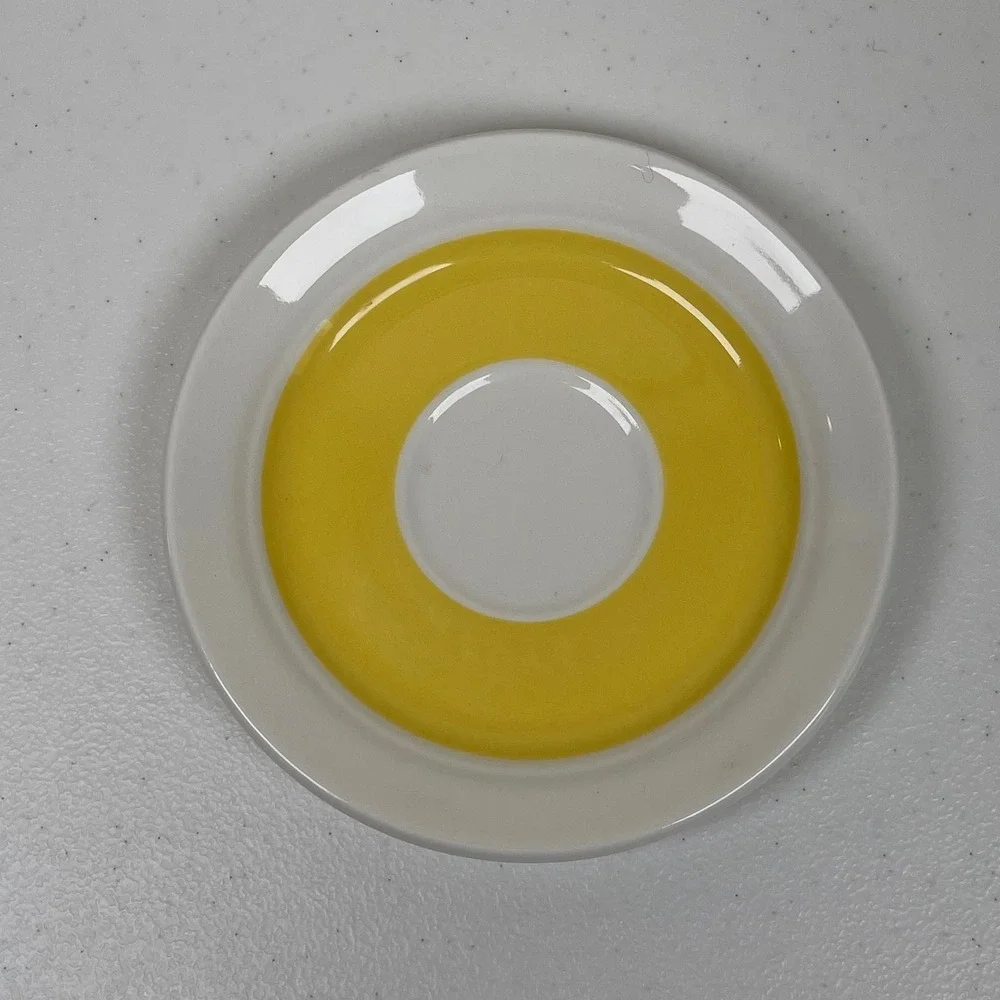 Villeroy & Boch Cup Saucer Set Luxembourg Geometric Yellow Brown Art Deco Design